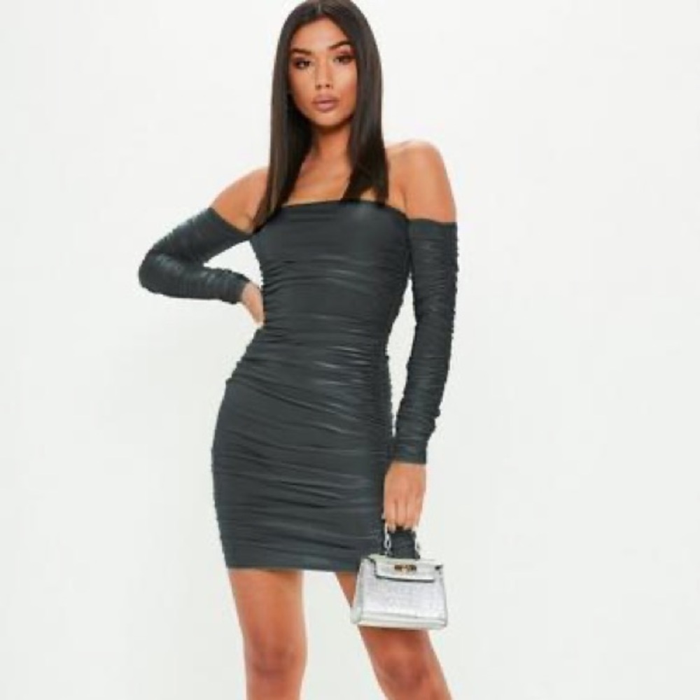 Slinky Ruched Metallic Dress